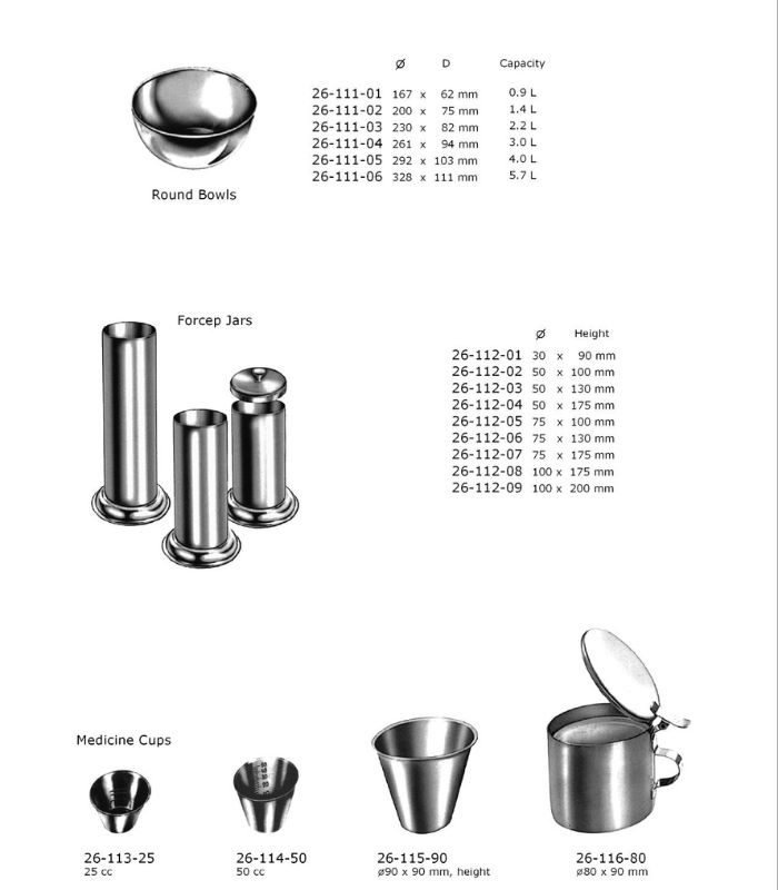 Round Bowl, jars, Graduated Measures